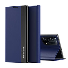 Handytasche Stand Schutzhülle Flip Leder Hülle L02 für Oppo Find X5 5G Blau