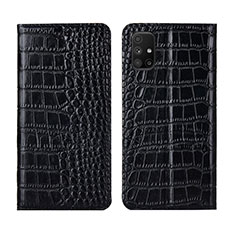 Handytasche Stand Schutzhülle Flip Leder Hülle L02 für Samsung Galaxy M51 Schwarz