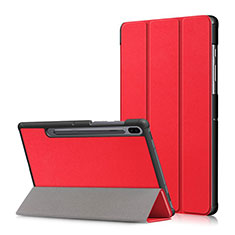 Handytasche Stand Schutzhülle Flip Leder Hülle L02 für Samsung Galaxy Tab S6 10.5 SM-T860 Rot