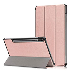 Handytasche Stand Schutzhülle Flip Leder Hülle L02 für Samsung Galaxy Tab S7 11 Wi-Fi SM-T870 Rosegold