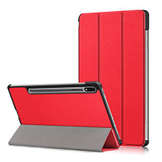 Handytasche Stand Schutzhülle Flip Leder Hülle L02 für Samsung Galaxy Tab S7 11 Wi-Fi SM-T870 Rot