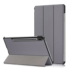 Handytasche Stand Schutzhülle Flip Leder Hülle L02 für Samsung Galaxy Tab S7 4G 11 SM-T875 Grau