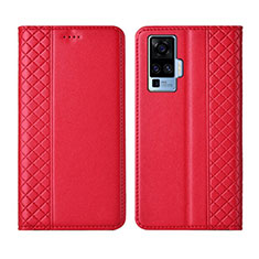 Handytasche Stand Schutzhülle Flip Leder Hülle L02 für Vivo X50 Pro 5G Rot