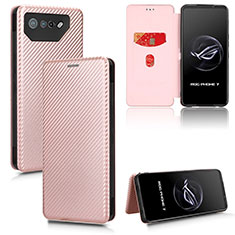 Handytasche Stand Schutzhülle Flip Leder Hülle L02Z für Asus ROG Phone 7 Ultimate Rosegold