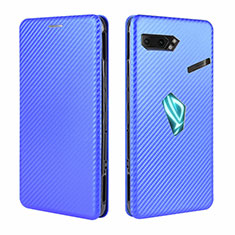 Handytasche Stand Schutzhülle Flip Leder Hülle L02Z für Asus ROG Phone II ZS660KL Blau