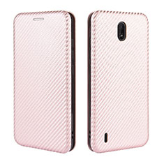 Handytasche Stand Schutzhülle Flip Leder Hülle L02Z für Nokia C2 Rosegold