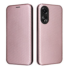 Handytasche Stand Schutzhülle Flip Leder Hülle L02Z für Oppo A78 4G Rosegold