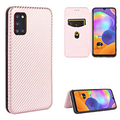 Handytasche Stand Schutzhülle Flip Leder Hülle L02Z für Samsung Galaxy A31 Rosegold