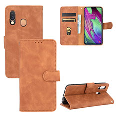 Handytasche Stand Schutzhülle Flip Leder Hülle L02Z für Samsung Galaxy A40 Braun