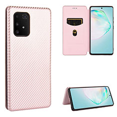 Handytasche Stand Schutzhülle Flip Leder Hülle L02Z für Samsung Galaxy A91 Rosegold