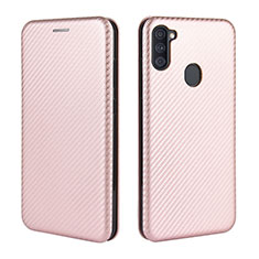 Handytasche Stand Schutzhülle Flip Leder Hülle L02Z für Samsung Galaxy M11 Rosegold