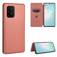 Handytasche Stand Schutzhülle Flip Leder Hülle L02Z für Samsung Galaxy S10 Lite Braun