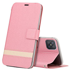 Handytasche Stand Schutzhülle Flip Leder Hülle L03 für Oppo A92s 5G Rosa