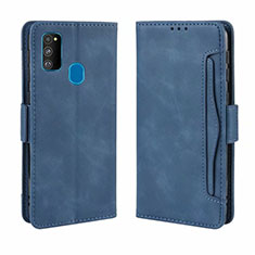 Handytasche Stand Schutzhülle Flip Leder Hülle L03 für Samsung Galaxy M21 Blau