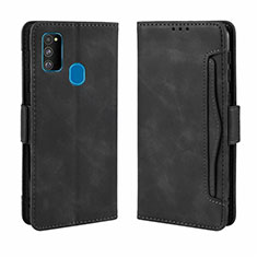 Handytasche Stand Schutzhülle Flip Leder Hülle L03 für Samsung Galaxy M21 Schwarz