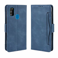 Handytasche Stand Schutzhülle Flip Leder Hülle L03 für Samsung Galaxy M30s Blau
