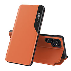 Handytasche Stand Schutzhülle Flip Leder Hülle L03 für Samsung Galaxy S24 Ultra 5G Orange