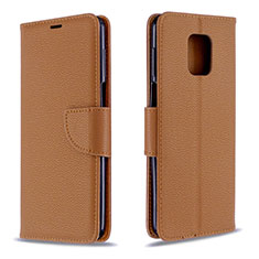 Handytasche Stand Schutzhülle Flip Leder Hülle L03 für Xiaomi Redmi Note 9 Pro Braun