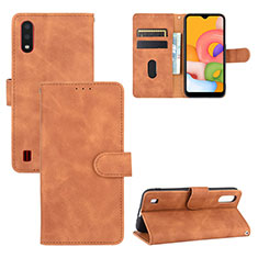 Handytasche Stand Schutzhülle Flip Leder Hülle L03Z für Samsung Galaxy A01 SM-A015 Braun