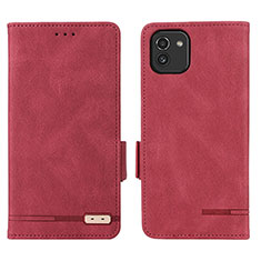 Handytasche Stand Schutzhülle Flip Leder Hülle L03Z für Samsung Galaxy A03 Rot