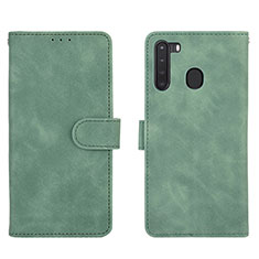 Handytasche Stand Schutzhülle Flip Leder Hülle L03Z für Samsung Galaxy A21 Grün