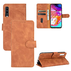 Handytasche Stand Schutzhülle Flip Leder Hülle L03Z für Samsung Galaxy A70 Braun