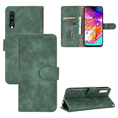 Handytasche Stand Schutzhülle Flip Leder Hülle L03Z für Samsung Galaxy A70 Grün