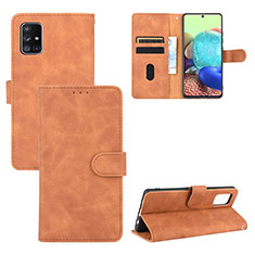 Handytasche Stand Schutzhülle Flip Leder Hülle L03Z für Samsung Galaxy A71 4G A715 Braun