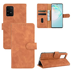 Handytasche Stand Schutzhülle Flip Leder Hülle L03Z für Samsung Galaxy A91 Braun