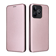 Handytasche Stand Schutzhülle Flip Leder Hülle L04Z für Realme C51 Rosegold