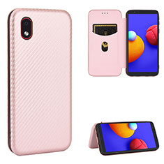 Handytasche Stand Schutzhülle Flip Leder Hülle L04Z für Samsung Galaxy A01 Core Rosegold