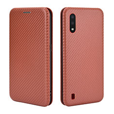 Handytasche Stand Schutzhülle Flip Leder Hülle L04Z für Samsung Galaxy A01 SM-A015 Braun