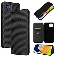 Handytasche Stand Schutzhülle Flip Leder Hülle L04Z für Samsung Galaxy A03 Schwarz