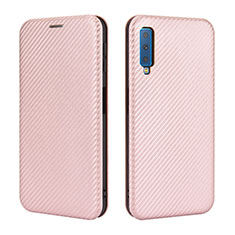 Handytasche Stand Schutzhülle Flip Leder Hülle L04Z für Samsung Galaxy A7 (2018) A750 Rosegold