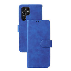 Handytasche Stand Schutzhülle Flip Leder Hülle L04Z für Samsung Galaxy S24 Ultra 5G Blau