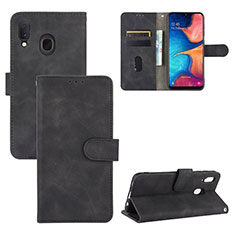 Handytasche Stand Schutzhülle Flip Leder Hülle L05Z für Samsung Galaxy A20 Schwarz