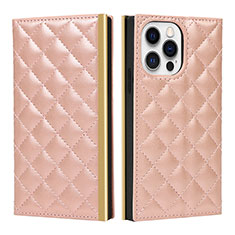 Handytasche Stand Schutzhülle Flip Leder Hülle L06 für Apple iPhone 15 Pro Rosegold