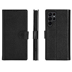 Handytasche Stand Schutzhülle Flip Leder Hülle L06 für Samsung Galaxy S22 Ultra 5G Schwarz