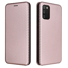 Handytasche Stand Schutzhülle Flip Leder Hülle L06Z für Samsung Galaxy A02s Rosegold