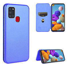 Handytasche Stand Schutzhülle Flip Leder Hülle L06Z für Samsung Galaxy A21s Blau