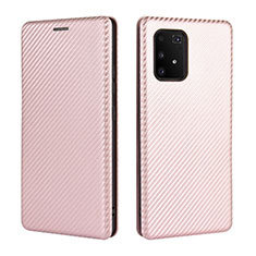 Handytasche Stand Schutzhülle Flip Leder Hülle L06Z für Samsung Galaxy A91 Rosegold