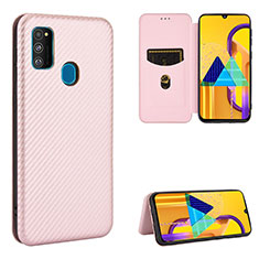 Handytasche Stand Schutzhülle Flip Leder Hülle L06Z für Samsung Galaxy M21 Rosegold