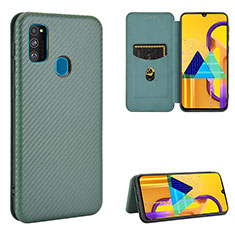 Handytasche Stand Schutzhülle Flip Leder Hülle L06Z für Samsung Galaxy M30s Grün