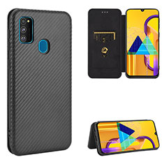 Handytasche Stand Schutzhülle Flip Leder Hülle L06Z für Samsung Galaxy M30s Schwarz