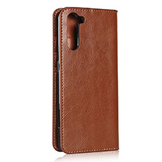 Handytasche Stand Schutzhülle Flip Leder Hülle L07 für Oppo Reno3 A Hellbraun