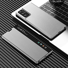 Handytasche Stand Schutzhülle Flip Leder Hülle L07 für Samsung Galaxy S23 Ultra 5G Silber