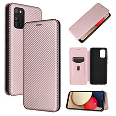 Handytasche Stand Schutzhülle Flip Leder Hülle L07Z für Samsung Galaxy A02s Rosegold