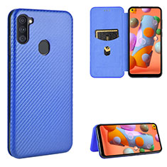 Handytasche Stand Schutzhülle Flip Leder Hülle L07Z für Samsung Galaxy A11 Blau