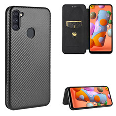 Handytasche Stand Schutzhülle Flip Leder Hülle L07Z für Samsung Galaxy A11 Schwarz