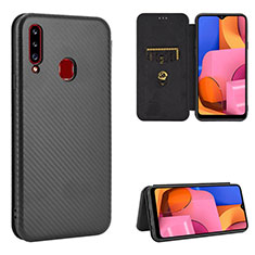 Handytasche Stand Schutzhülle Flip Leder Hülle L07Z für Samsung Galaxy A20s Schwarz